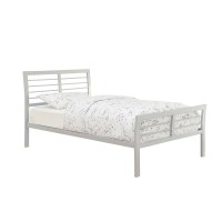 Contemporary metal bed in silver finishSleek and cool linear designSteel tubing constructionSlat kit included