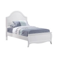 French country design ensures a sweeter roomCool white finish is a perfect complement colored bedding that changes up the look of the room as your child growsCharming bed features flared posts, simple curved molding, and an arched headboardBox spring requ