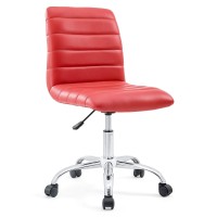 Modway Ripple Ribbed Armless Mid Back Swivel Computer Desk Office Chair In Red