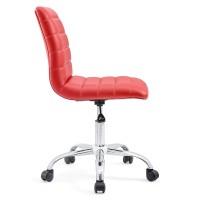 Modway Ripple Ribbed Armless Mid Back Swivel Computer Desk Office Chair In Red