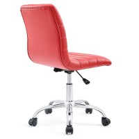 Modway Ripple Ribbed Armless Mid Back Swivel Computer Desk Office Chair In Red