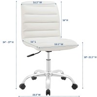 Modway Ripple Ribbed Armless Mid Back Swivel Conference Office Chair In White