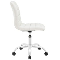 Modway Ripple Ribbed Armless Mid Back Swivel Conference Office Chair In White