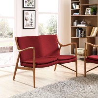 Modway Makeshift Leather Lounge Chair, Walnut Cream