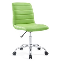 Modway Ripple Ribbed Armless Mid Back Swivel Computer Desk Office Chair In Bright Green