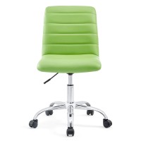 Modway Ripple Ribbed Armless Mid Back Swivel Computer Desk Office Chair In Bright Green