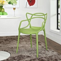 Modway Entangled Modern Molded Plastic Kitchen And Dining Room Arm Chair In Green - Fully Assembled