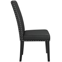 Modway Parcel Faux Leather Upholstered Parsons Dining Side Chair In Black