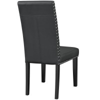 Modway Parcel Faux Leather Upholstered Parsons Dining Side Chair In Black