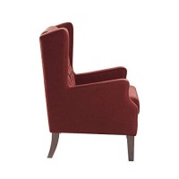 Madison Park Maxwell Accent Chairs-Hardwood, Faux Linen Deep Seat-Bedroom Lounge Modern Classic Elegant Button Tufted High Back Style Living Room Sofa Furniture, Red