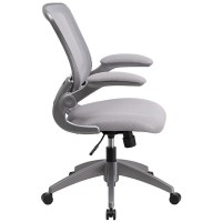 Mid-Back Gray Mesh Swivel Ergonomic Task Office Chair with Gray Frame and Flip-Up Arms