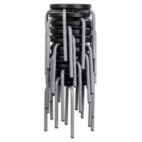 Offex Stackable Stool With Black Seat And Silver Powder Coated Frame