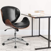 Flash Furniture Tana Mid-Back Walnut Wood Conference Office Chair In Black Leathersoft