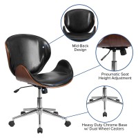 Flash Furniture Tana Mid-Back Walnut Wood Conference Office Chair In Black Leathersoft