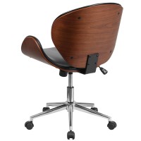 Flash Furniture Tana Mid-Back Walnut Wood Conference Office Chair In Black Leathersoft