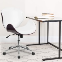 Flash Furniture Tana Mid-Back Mahogany Wood Conference Office Chair In White Leathersoft