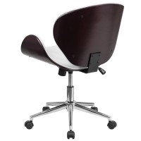 Flash Furniture Tana Mid-Back Mahogany Wood Conference Office Chair In White Leathersoft