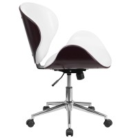 Flash Furniture Tana Mid-Back Mahogany Wood Conference Office Chair In White Leathersoft