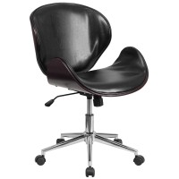 Flash Furniture Tana Mid-Back Mahogany Wood Conference Office Chair In Black Leathersoft