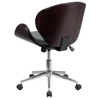 Flash Furniture Tana Mid-Back Mahogany Wood Conference Office Chair In Black Leathersoft