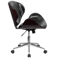 Flash Furniture Tana Mid-Back Mahogany Wood Conference Office Chair In Black Leathersoft