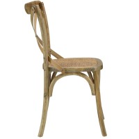 Modway Gear Rustic Modern Farmhouse Elm Wood Rattan Dining Chair In Natural