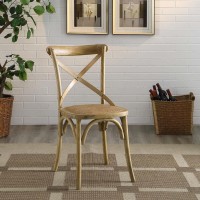 Modway Gear Rustic Modern Farmhouse Elm Wood Rattan Dining Chair In Natural