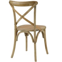 Modway Gear Rustic Modern Farmhouse Elm Wood Rattan Dining Chair In Natural