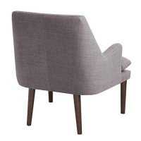 Madison Park Taylor Accent Chairs-Hardwood, Brich Wood, Faux Linen Bedroom Lounge Mid Century Modern Deep Seating Club Style Living Room Sofa Furniture, Grey