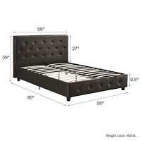 Dhp Dakota Upholstered Platform Bed With Diamond Button Tufted Headboard And Footboard, No Box Spring Needed, Full, Black Faux Leather