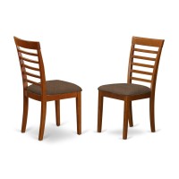 East West Furniture Milan Dining Linen Fabric Upholstered Wood Chairs, Set Of 2, Saddle Brown