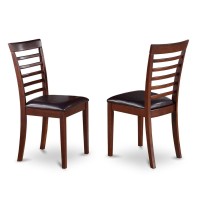 East West Furniture Milan Dining Faux Leather Upholstered Wooden Chairs, Set Of 2, Mahogany