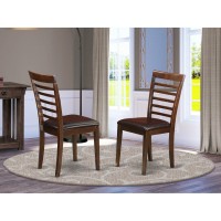 East West Furniture Milan Dining Faux Leather Upholstered Wooden Chairs, Set Of 2, Mahogany