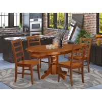 East West Furniture Avon 5 Piece Dinette Set For 4 Includes An Oval Table With Butterfly Leaf And 4 Dining Room Chairs, 42X60 Inch, Saddle Brown