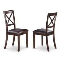 East West Furniture Bost3-Cap-Lc Boston 3 Piece Modern Set Contains A Round Kitchen Table And 2 Faux Leather Dining Room Chairs, Cappuccino