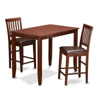 East West Furniture Buvn3-Mah-Lc Buckland 3 Piece Kitchen Counter Height Set Contains A Rectangle Dining Room Table And 2 Faux Leather Upholstered Chairs, 30X48 Inch, Mahogany
