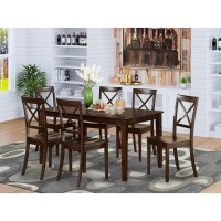 East West Furniture Cab7S-Cap-W Capri 7 Piece Kitchen Set Consist Of A Rectangle Table And 6 Dining Room Chairs, 36X60 Inch