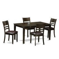 East West Furniture Caly5-Cap-Lc Capri 5 Piece Set Includes A Rectangle Dinner Table And 4 Faux Leather Kitchen Dining Chairs, 36X60 Inch, Cappuccino
