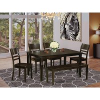 East West Furniture Capri 6 Piece Kitchen Set Contains A Rectangle Table And 4 Dining Room Chairs With A Bench, 36X60 Inch, Cappuccino