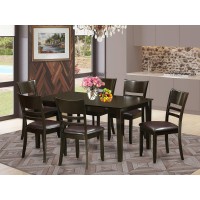 East West Furniture Caly7-Cap-Lc Capri 7 Piece Room Furniture Set Consist Of A Rectangle Dining Table And 6 Faux Leather Upholstered Chairs, 36X60 Inch, Cappuccino