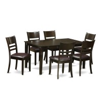 East West Furniture Caly7-Cap-Lc Capri 7 Piece Room Furniture Set Consist Of A Rectangle Dining Table And 6 Faux Leather Upholstered Chairs, 36X60 Inch, Cappuccino