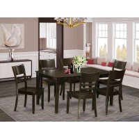 East West Furniture Caly7-Cap-W Capri 7 Piece Modern Set Consist Of A Rectangle Wooden Table And 6 Dining Room Chairs, 36X60 Inch, Cappuccino
