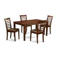 East West Furniture Caml5-Mah-Lc Capri 5 Piece Set Includes A Rectangle Dinner Table And 4 Faux Leather Kitchen Dining Chairs, 36X60 Inch