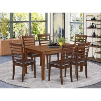 East West Furniture Caml7-Mah-Lc Capri 7 Piece Room Set Consist Of A Rectangle Wooden Table And 6 Faux Leather Kitchen Dining Chairs, 36X60 Inch