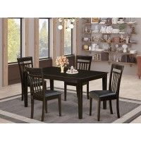 East West Furniture Cap5S-Cap-Lc 5 Piece Room Set Includes A Rectangle Wooden Table And 4 Faux Leather Kitchen Dining Chairs, 36X60 Inch, Cappuccino