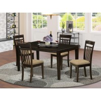 East West Furniture Cap5S-Cap-C 5 Piece Kitchen Set For 4 Includes A Rectangle Table And 4 Linen Fabric Dining Room Chairs, 36X60 Inch, Cappuccino