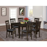 East West Furniture Cap7S-Cap-Lc Capri 7 Piece Modern Set Consist Of A Rectangle Wooden Table And 6 Faux Leather Dining Room Chairs, 36X60 Inch