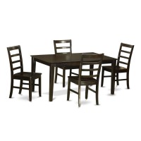 East West Furniture Capf5-Cap-W 5 Piece Room Set Includes A Rectangle Kitchen Table And 4 Dining Chairs, 36X60 Inch, Cappuccino