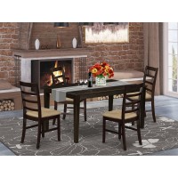 East West Furniture Capf5-Cap-C 5 Piece Room Furniture Set Includes A Rectangle Kitchen Table And 4 Linen Fabric Upholstered Dining Chairs, 36X60 Inch, Cappuccino