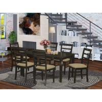 East West Furniture Capf7-Cap-C 7 Piece Set Consist Of A Rectangle Dining Room Table And 6 Linen Fabric Upholstered Chairs, 36X60 Inch, Cappuccino
